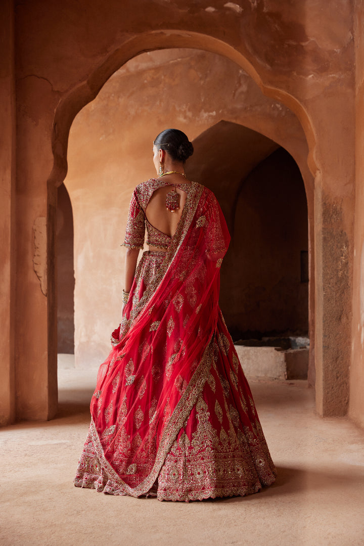 Red Saanjh Lehenga