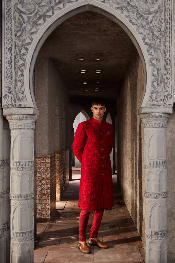 Maroon Sherwani