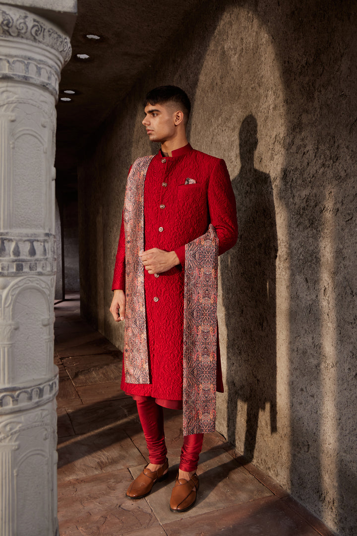 Maroon Sherwani