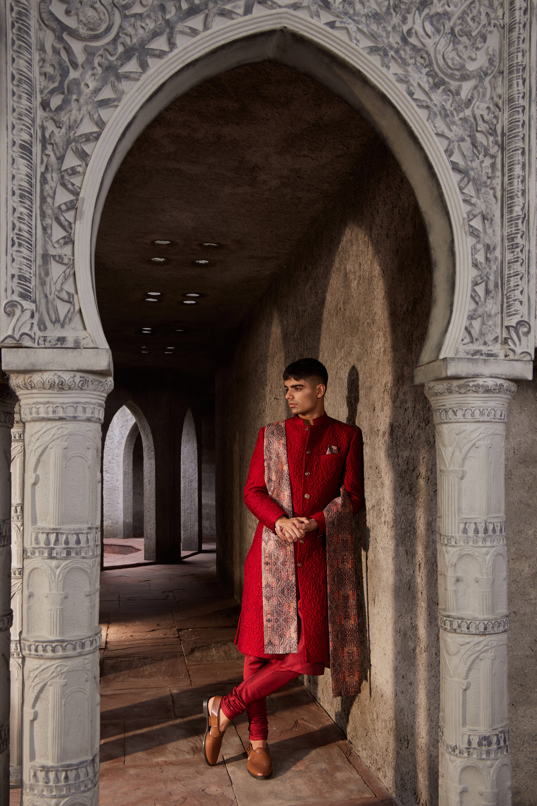 Maroon Sherwani