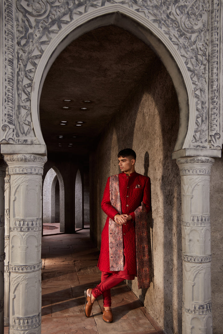 Maroon Sherwani