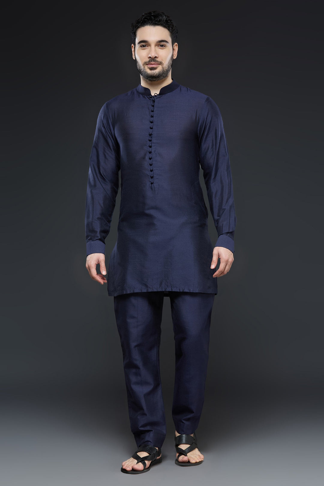 Navy Blue Mirror Sherwani Set