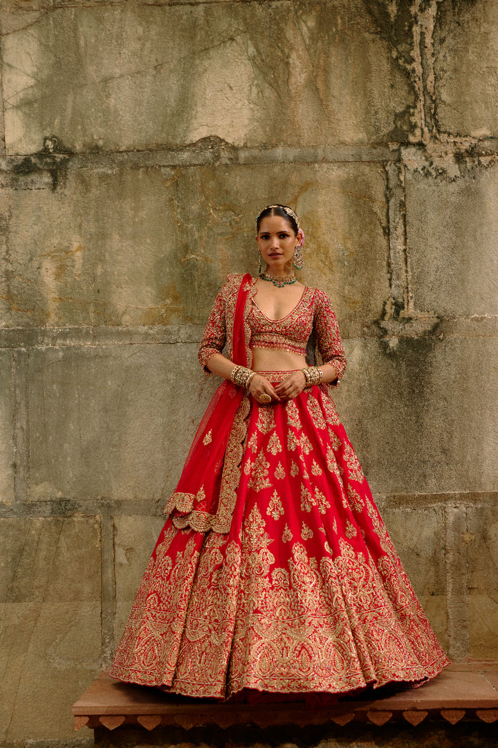 Red Mehr Lehenga