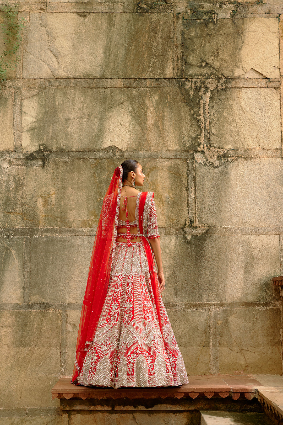 Red-Silver Tara Lehenga