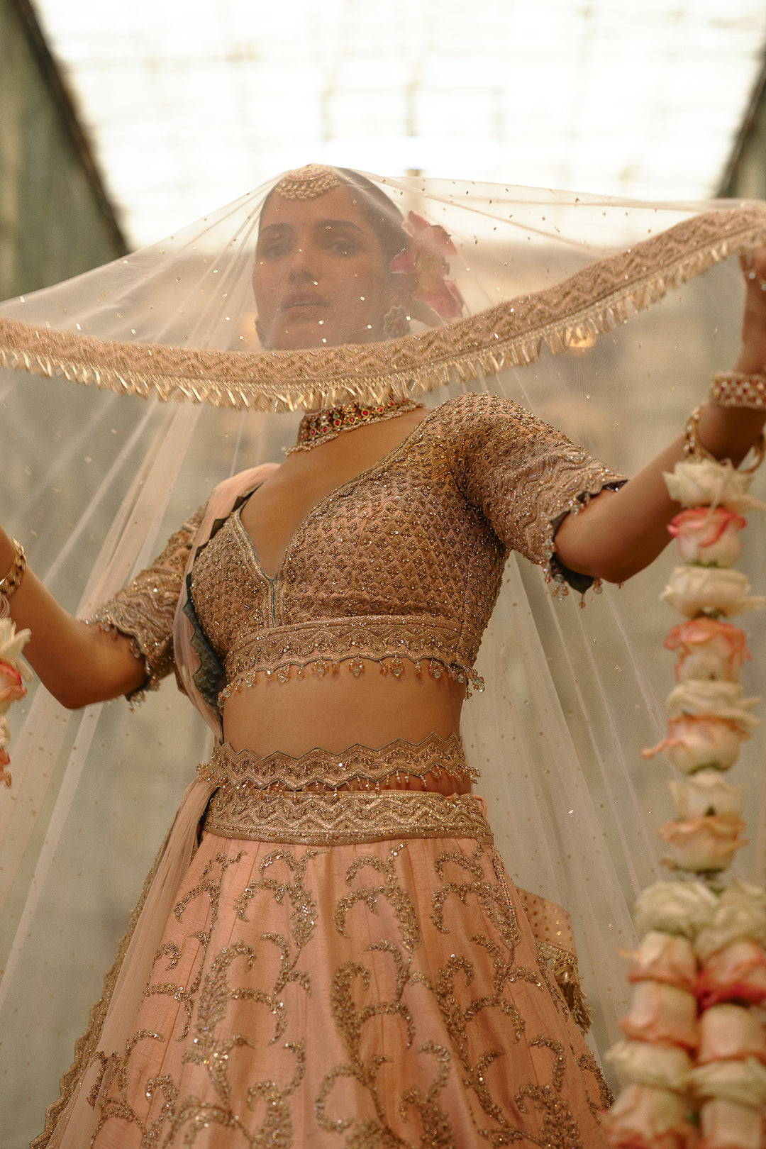 Peach Aara Lehenga