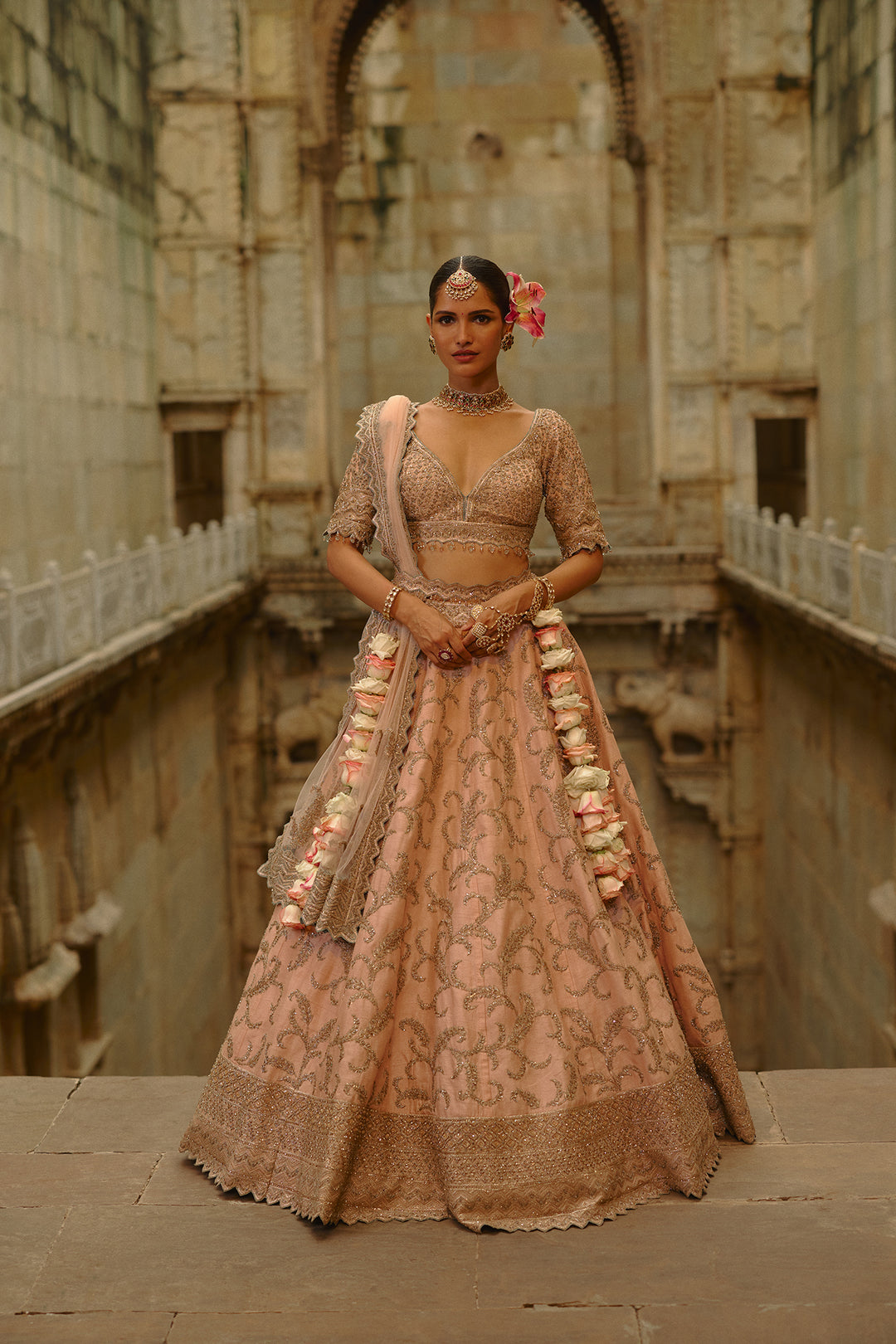 Peach Aara Lehenga
