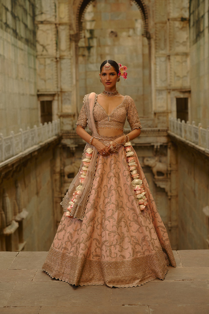 Peach Aara Lehenga