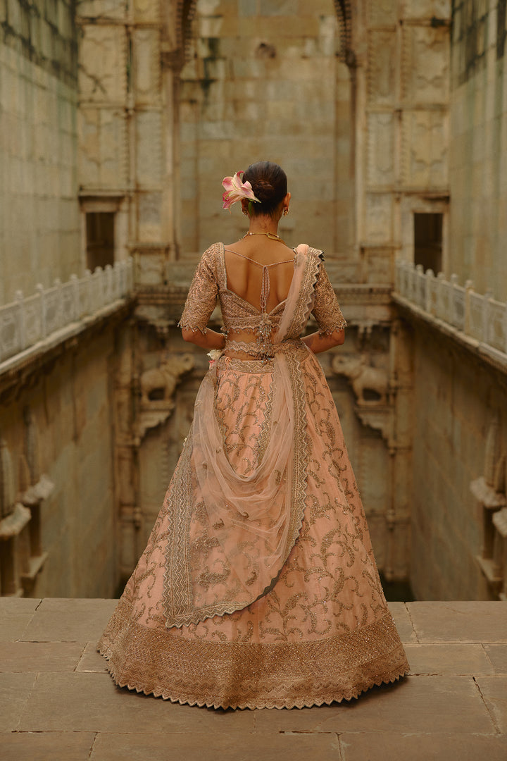 Peach Aara Lehenga