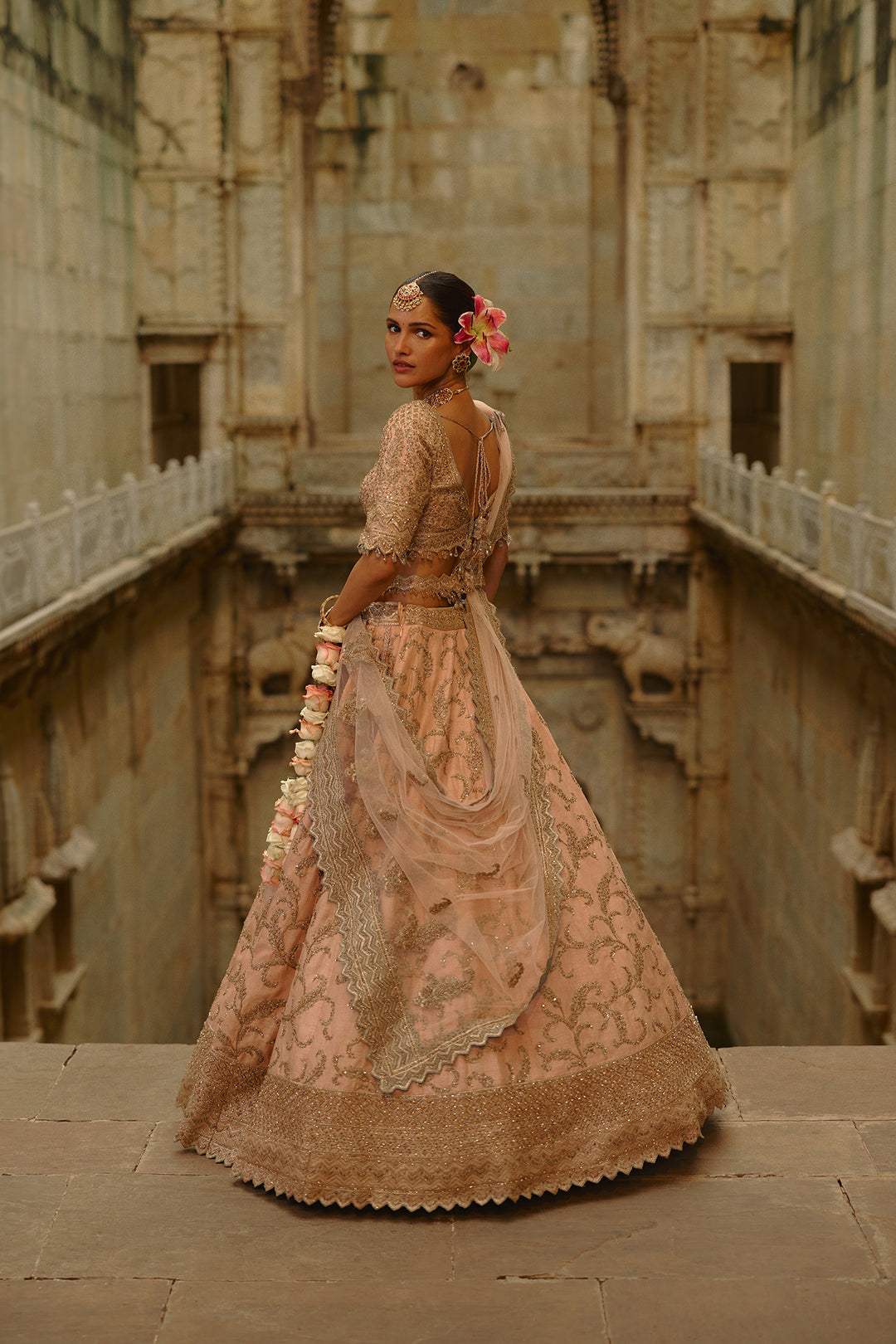 Peach Aara Lehenga