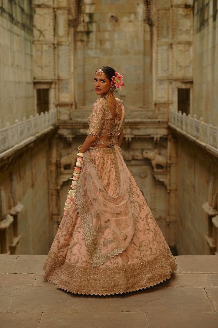 Peach Aara Lehenga