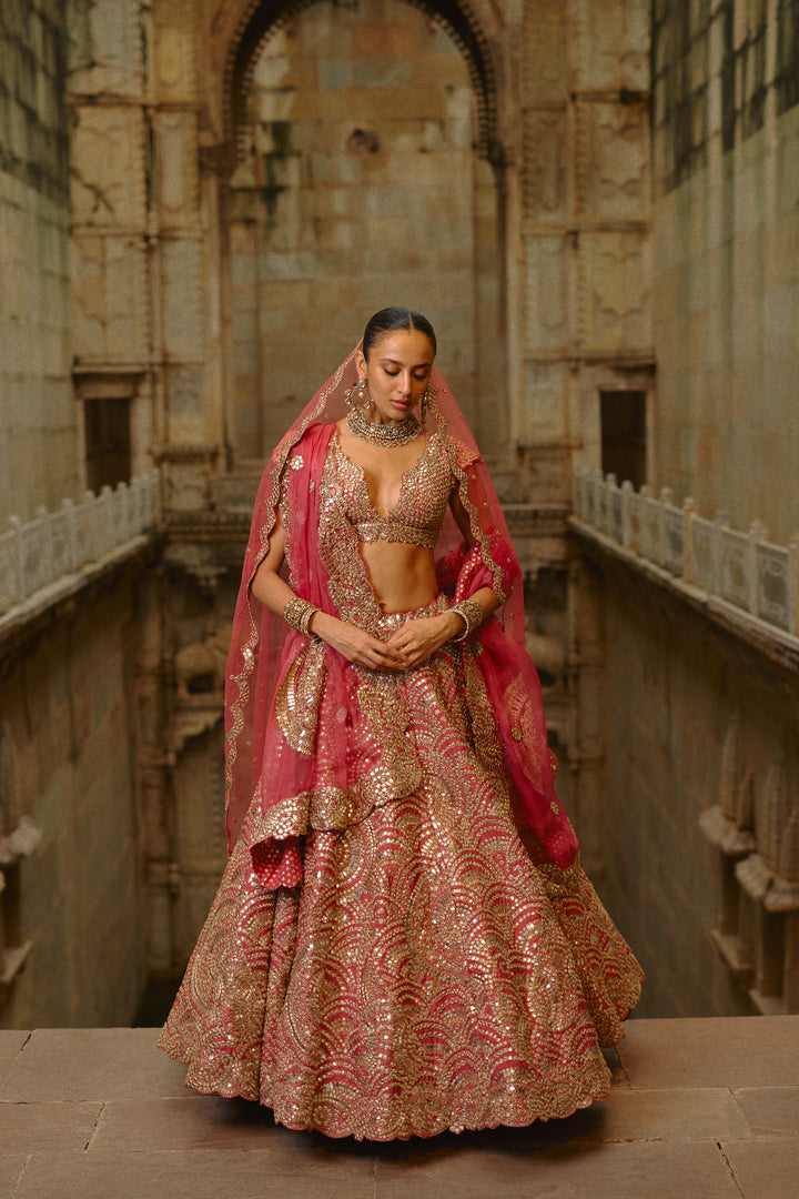 Rust Vaani Lehenga