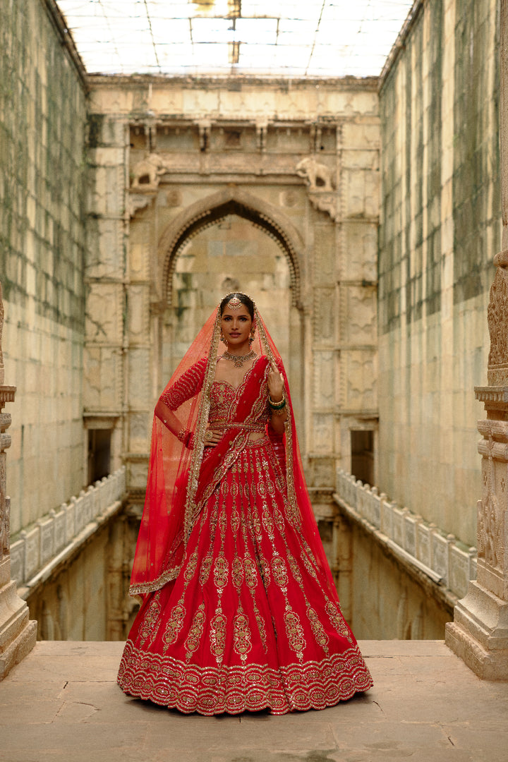 Red Mira Lehenga