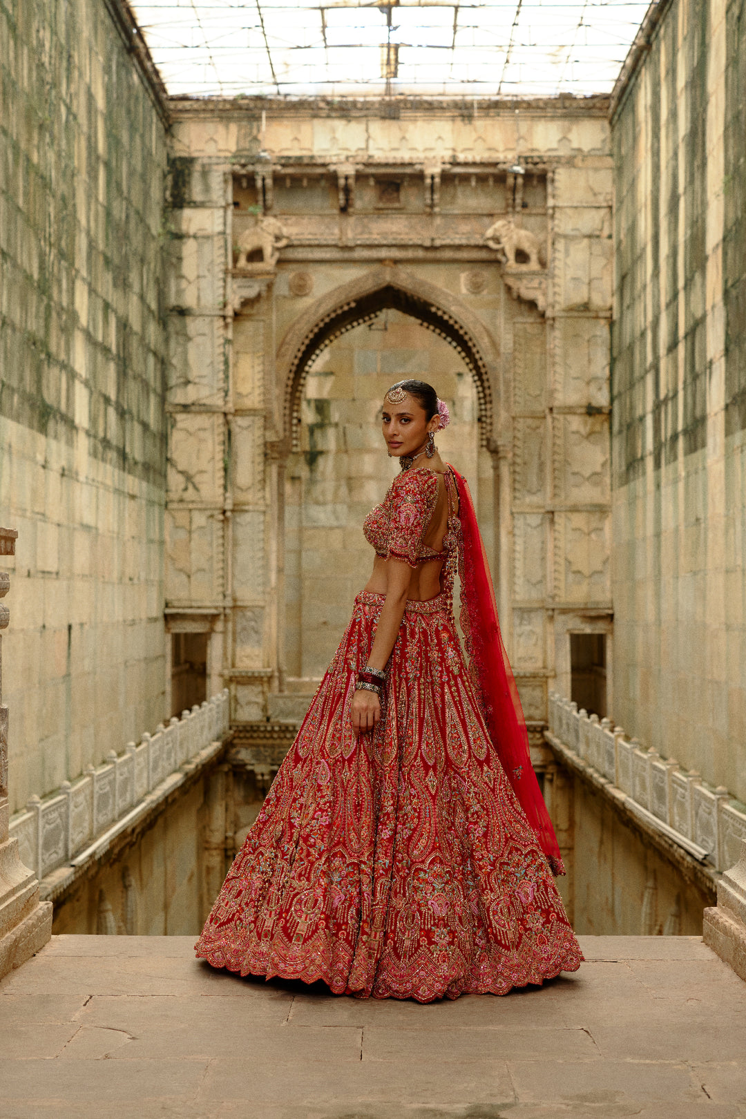 Red Resham Lehenga