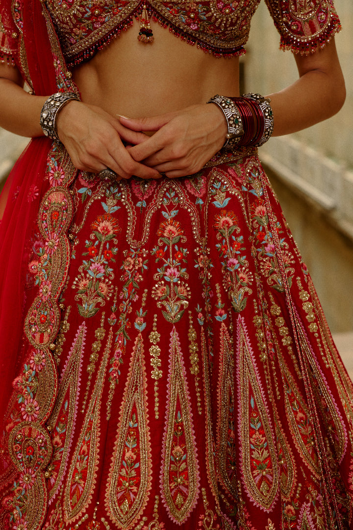Red Resham Lehenga