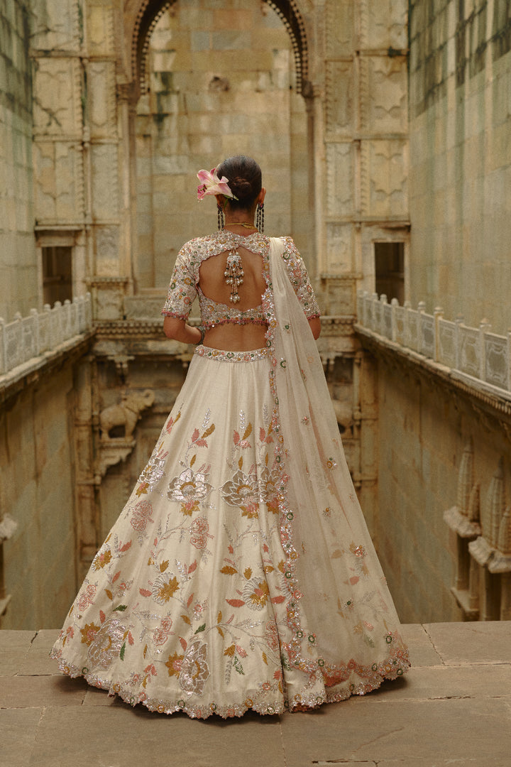 Cream Gota Lehenga