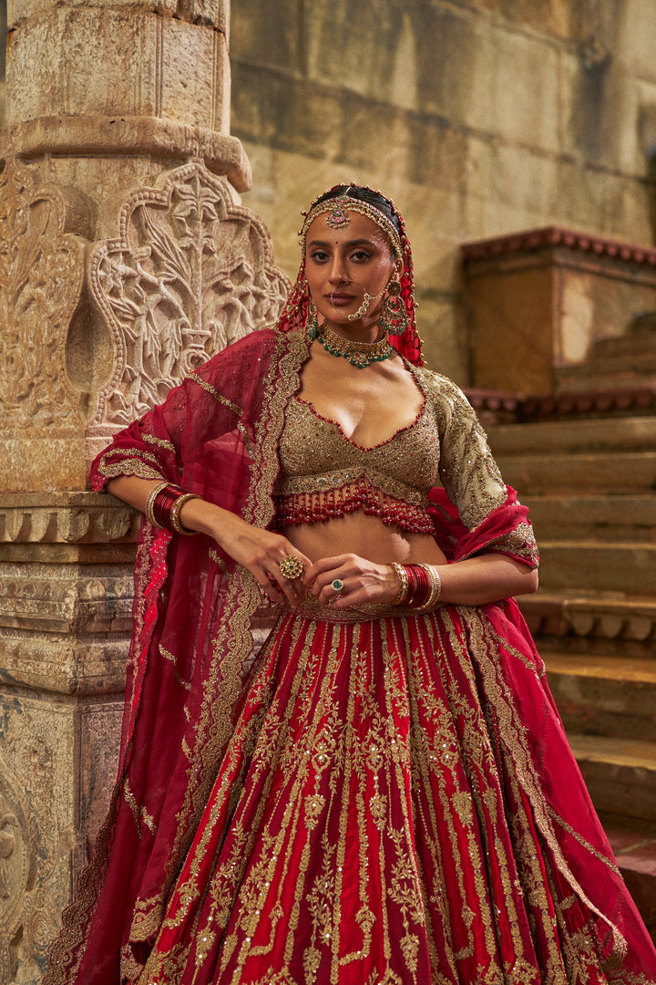 Maroon Myra Lehenga