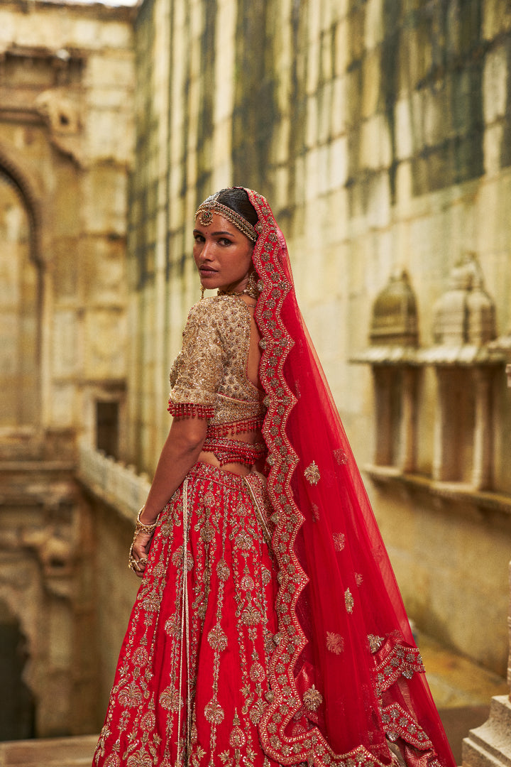 Red-Gold Saanjh Lehenga