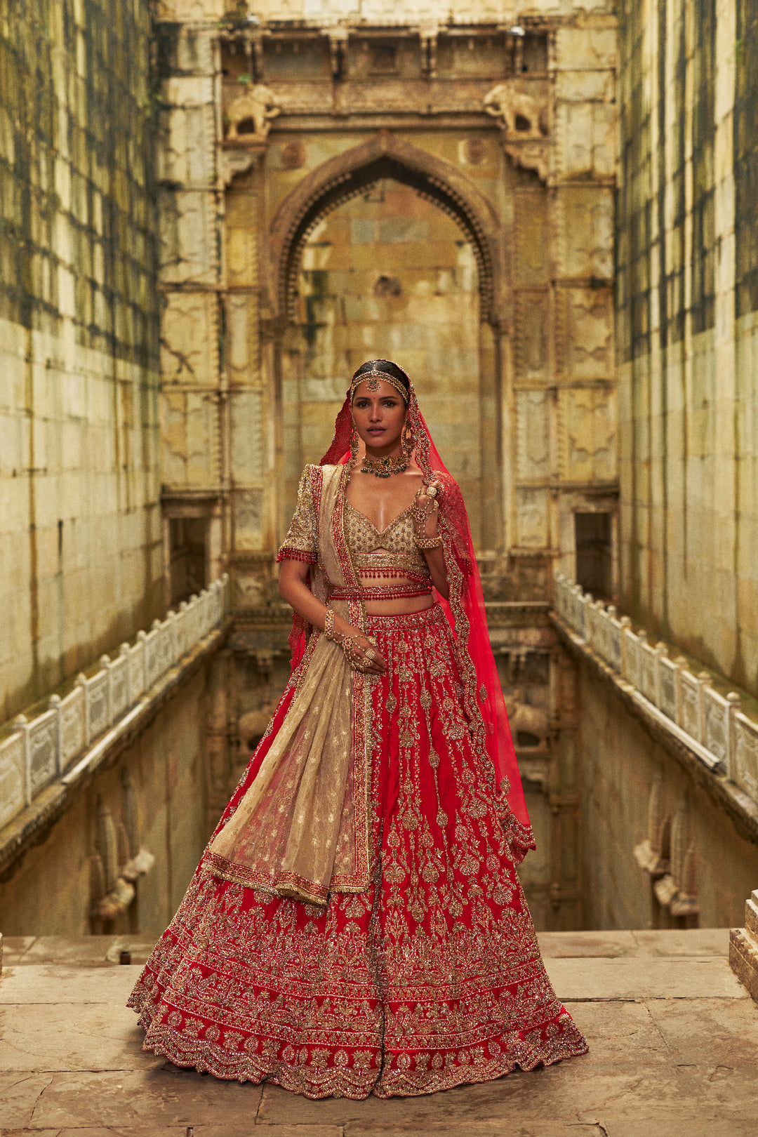 Red-Gold Saanjh Lehenga
