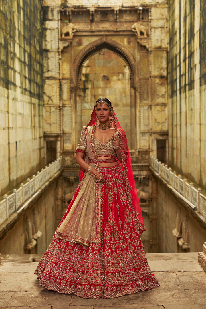 Red-Gold Saanjh Lehenga