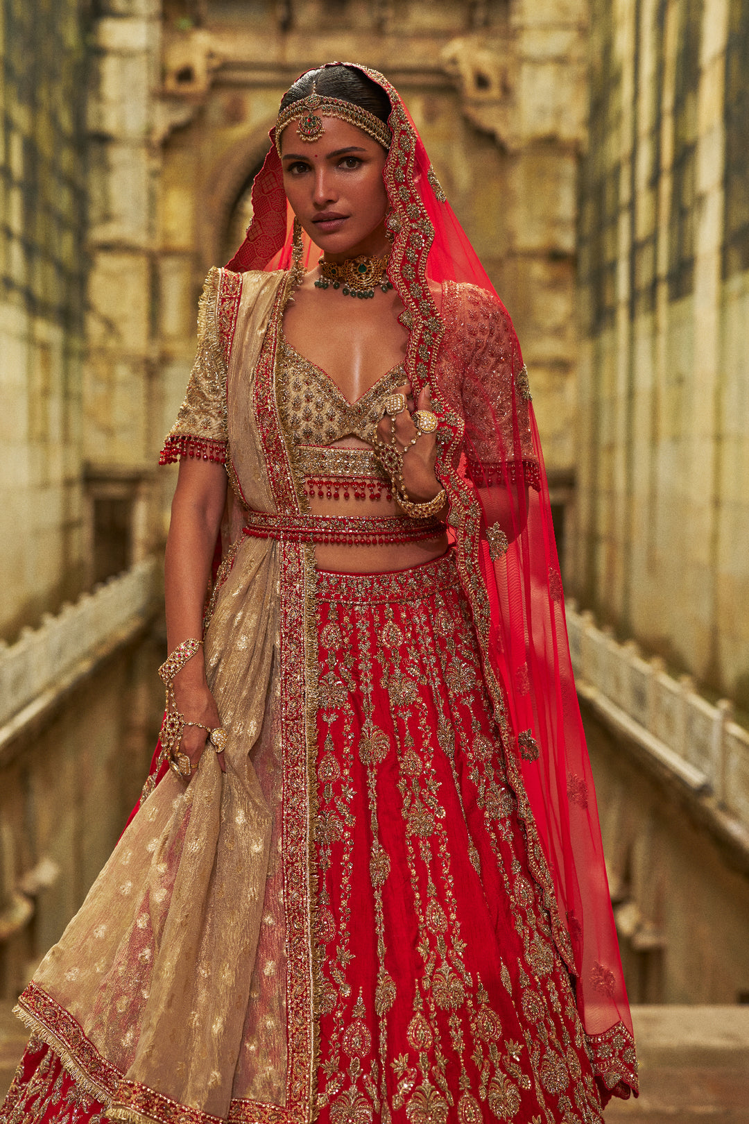 Red-Gold Saanjh Lehenga