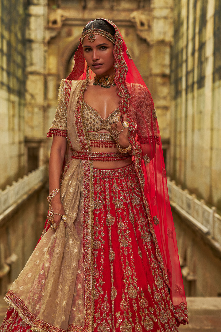 Red-Gold Saanjh Lehenga
