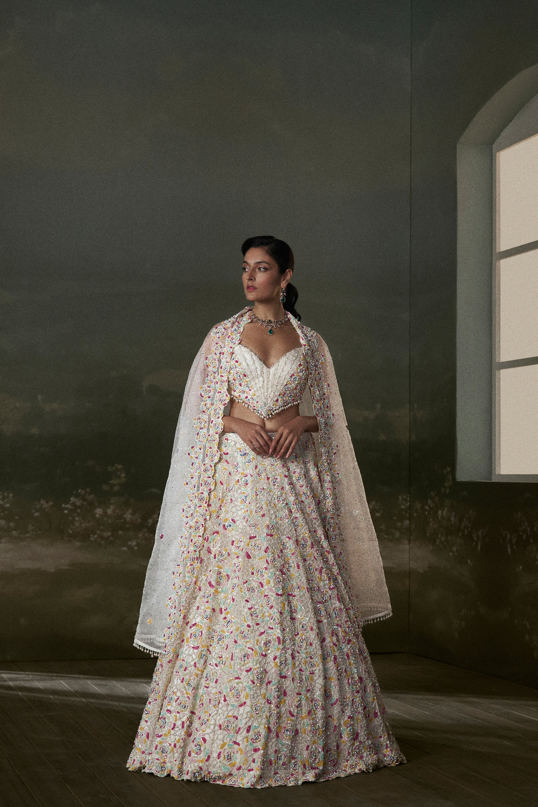Ivory Multicolored Lehenga Choli Set