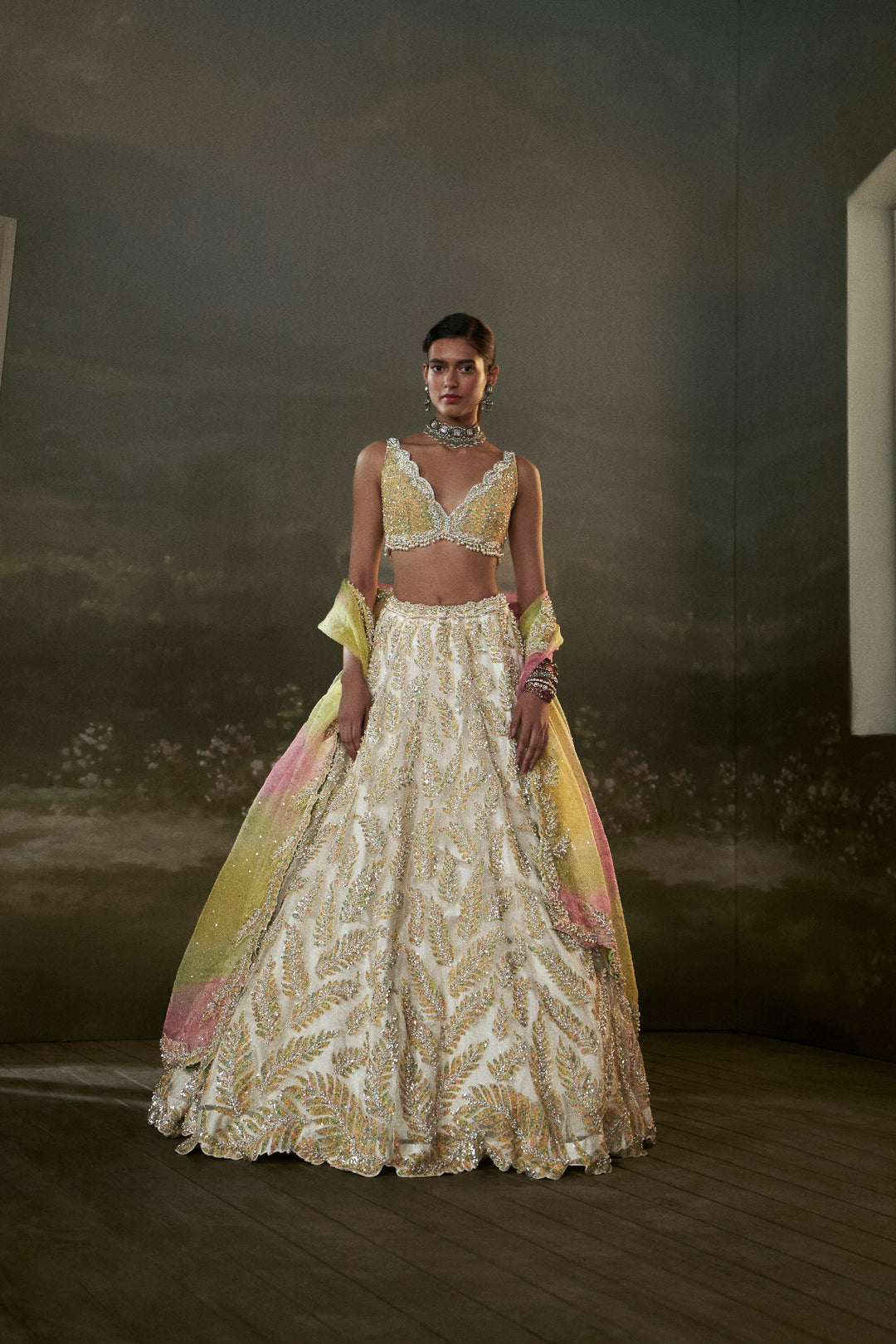Ivory Organza Lehenga Choli Set