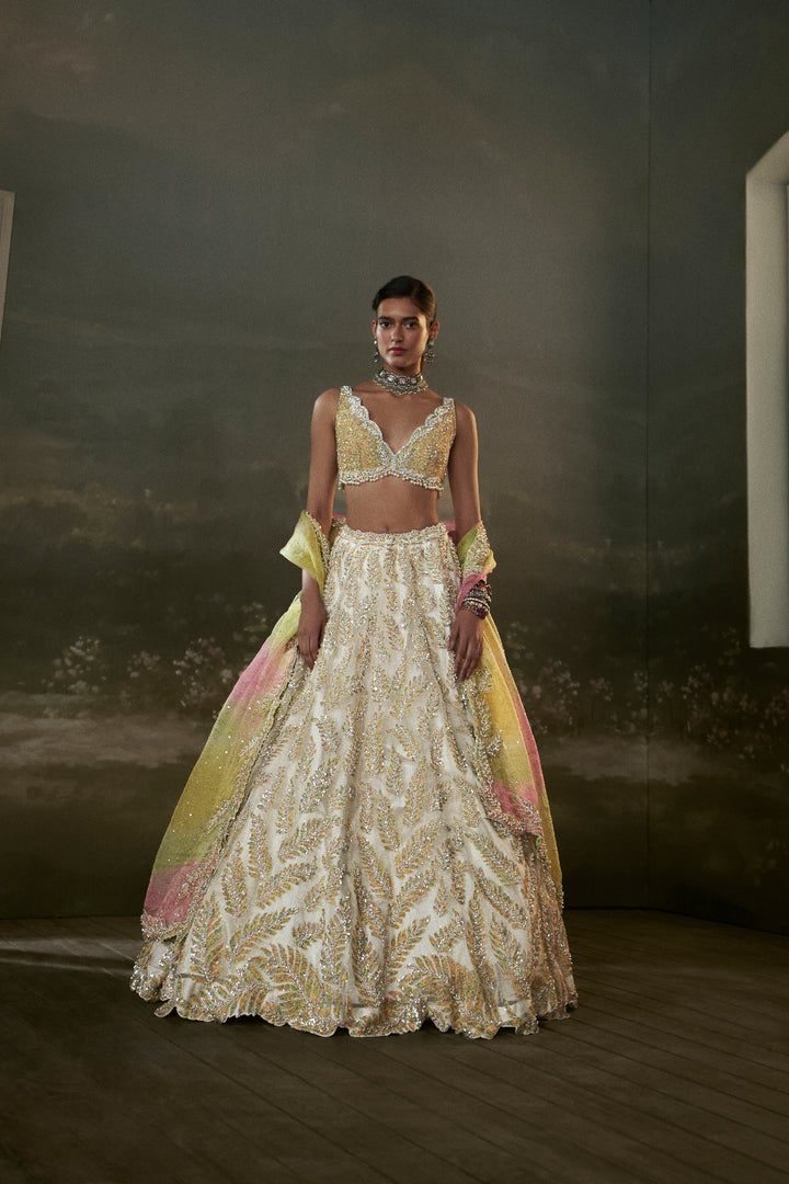 Ivory Organza Lehenga Choli Set