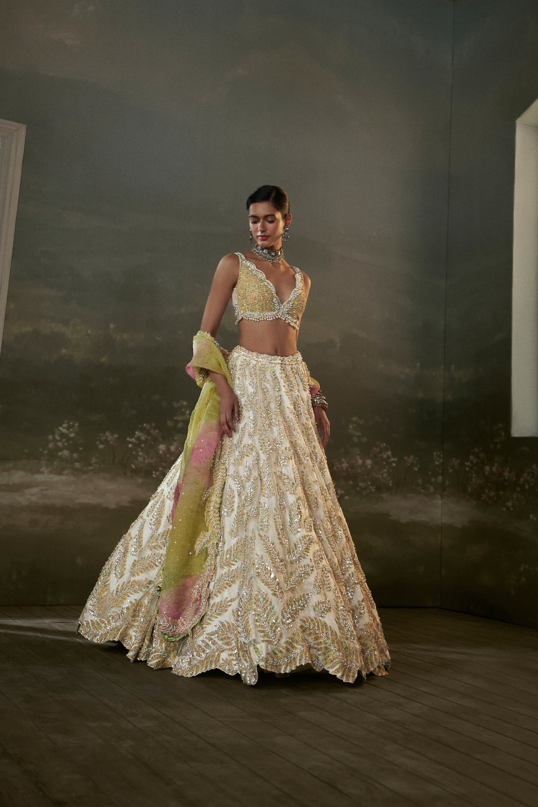 Ivory Organza Lehenga Choli Set
