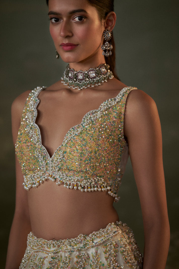Ivory Organza Lehenga Choli Set