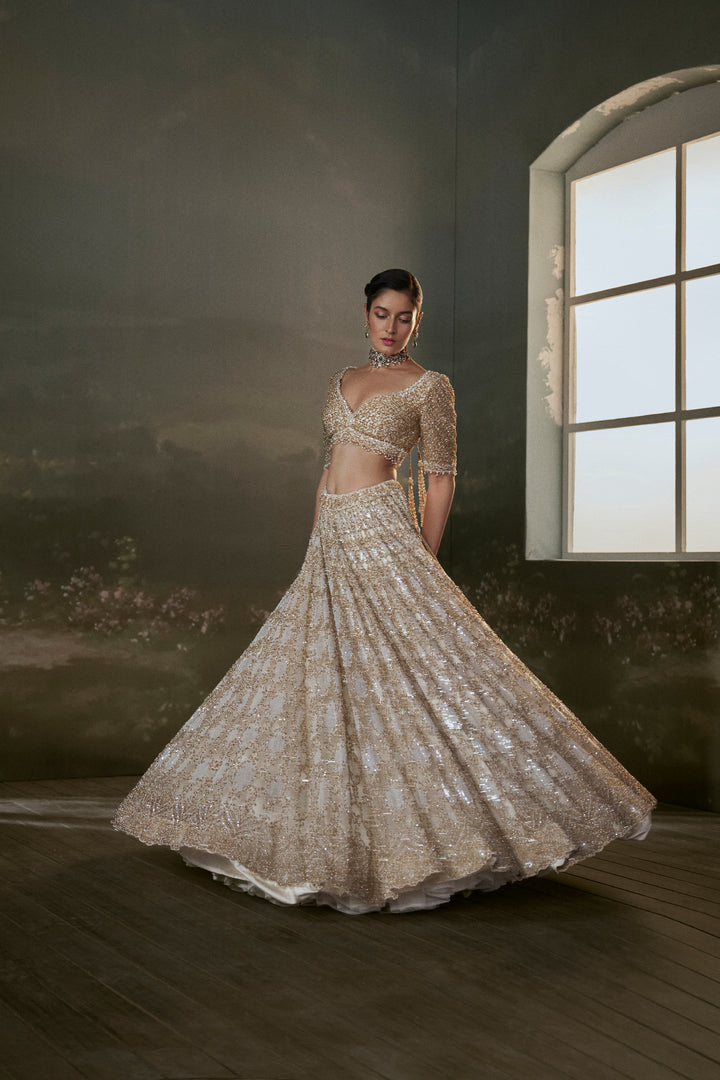 Ivory And Gold Lehenga Choli Set