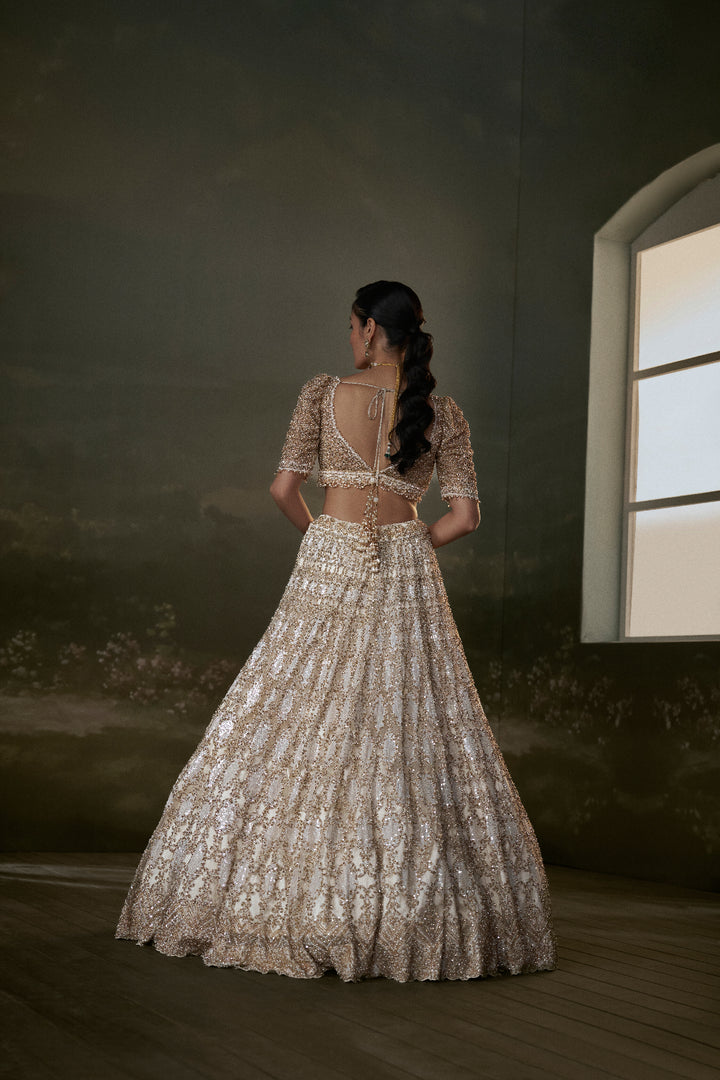 Ivory And Gold Lehenga Choli Set