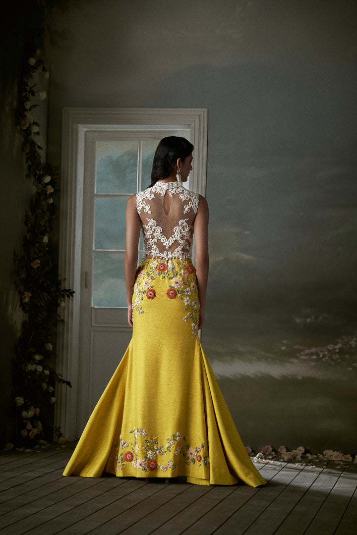 Yellow Skirt With Ivory Corset Top