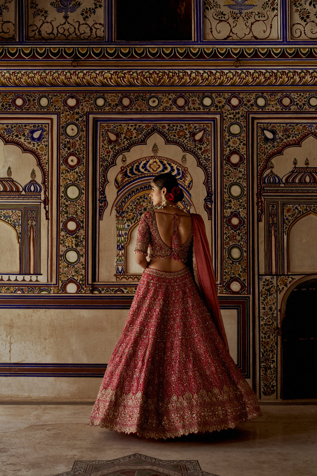 Red Mahira Lehenga