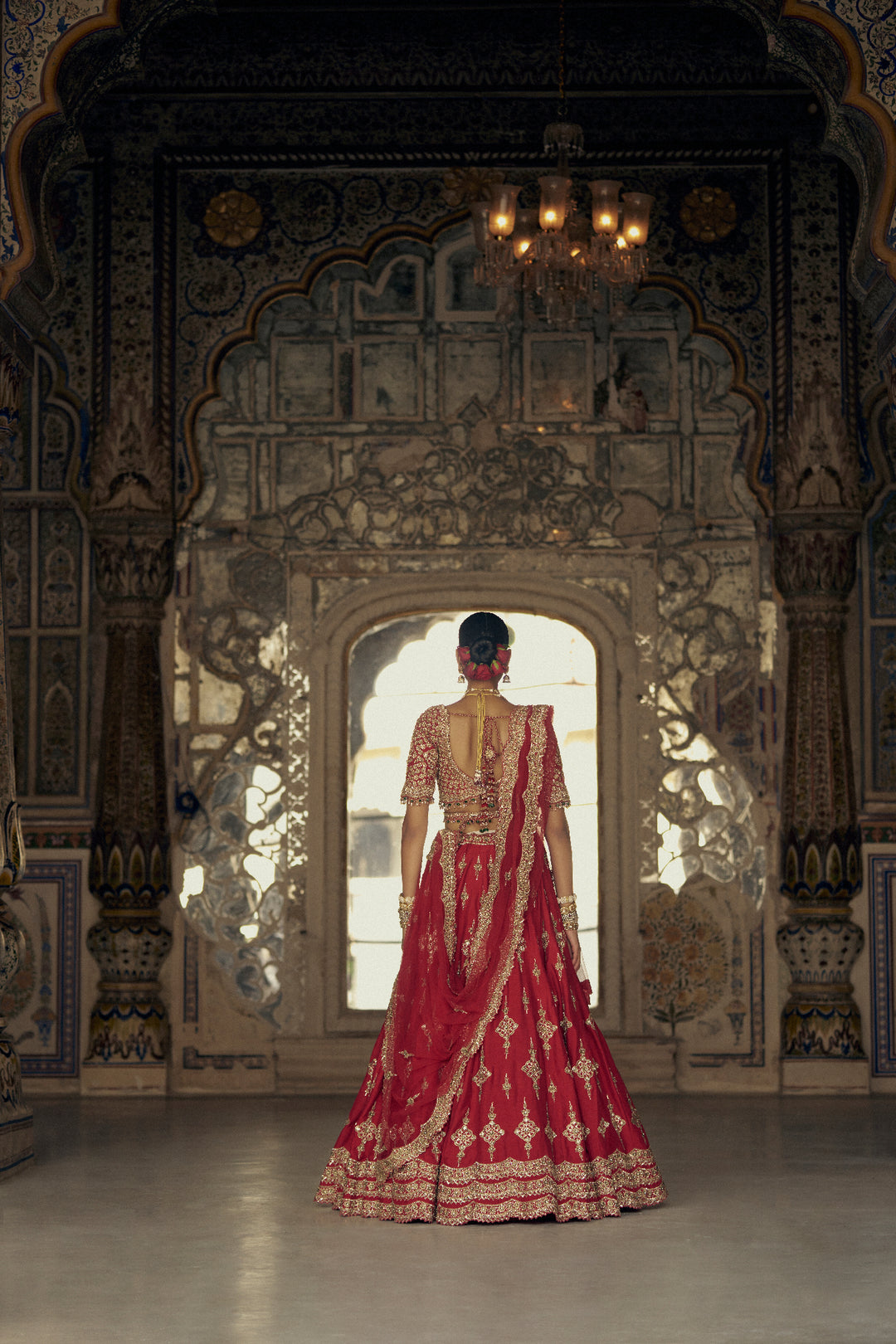 Deep Red Shama Lehenga