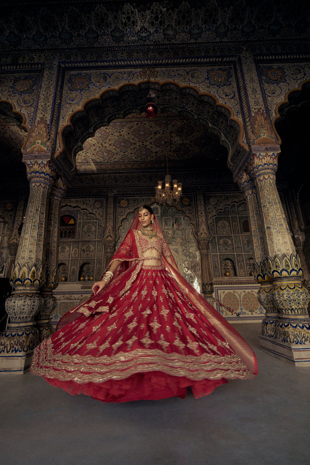 Deep Red Shama Lehenga