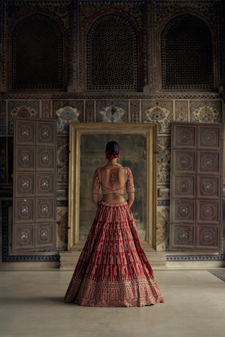 Red Adaa Lehenga