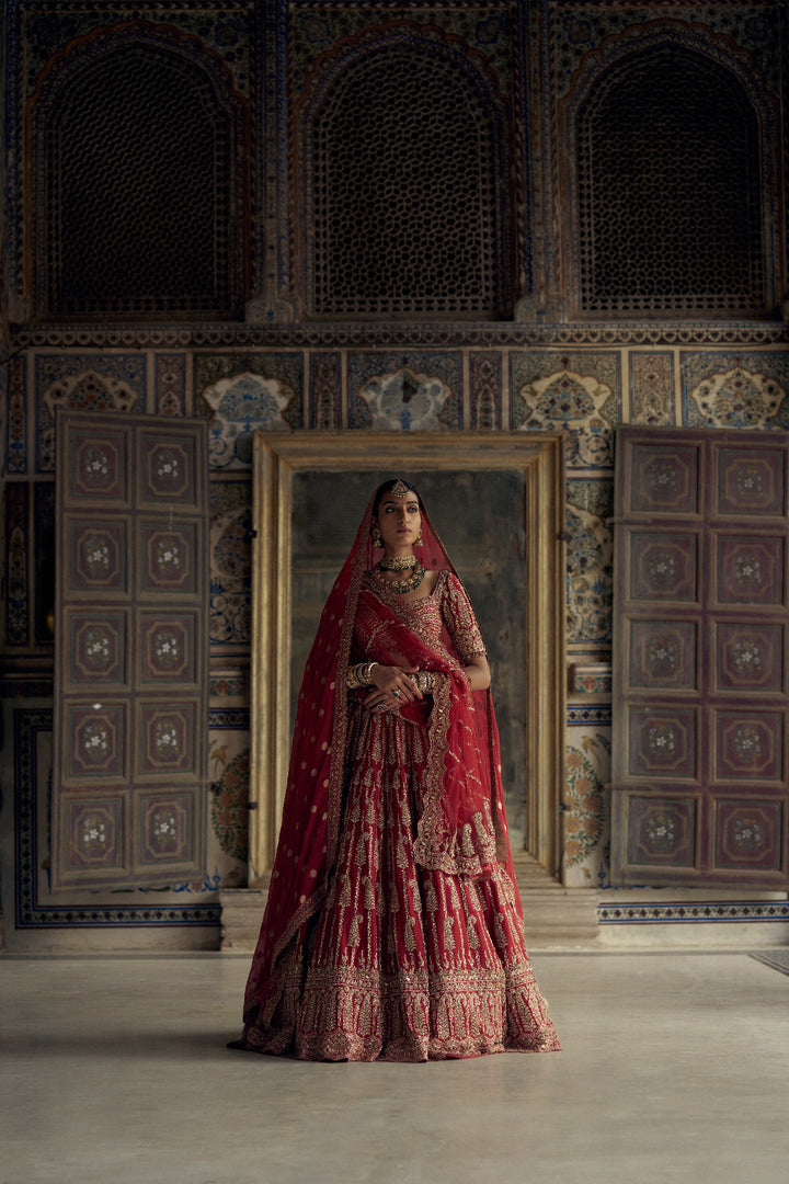 Red Adaa Lehenga