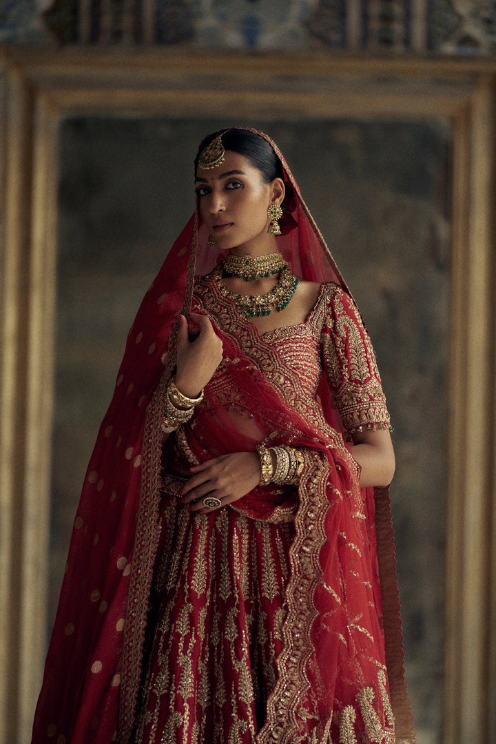 Red Adaa Lehenga