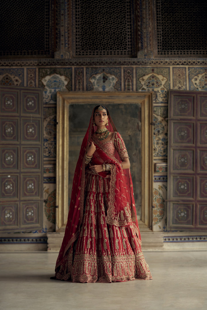 Red Adaa Lehenga