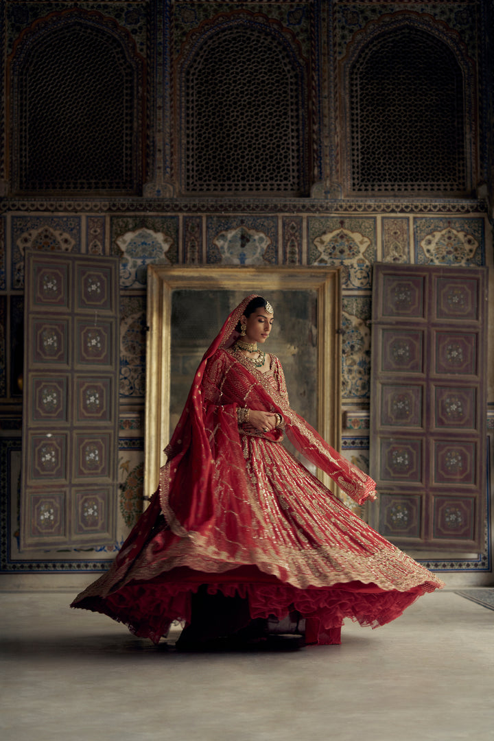 Red Adaa Lehenga