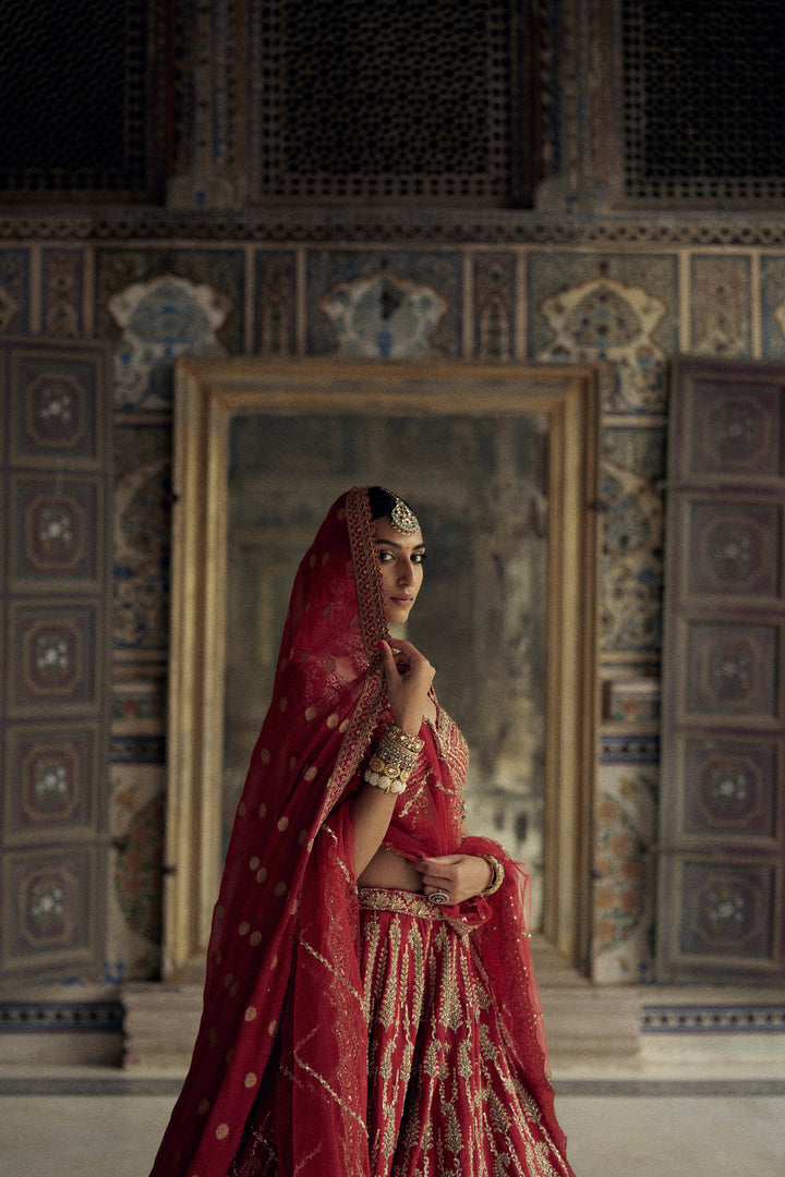 Red Adaa Lehenga