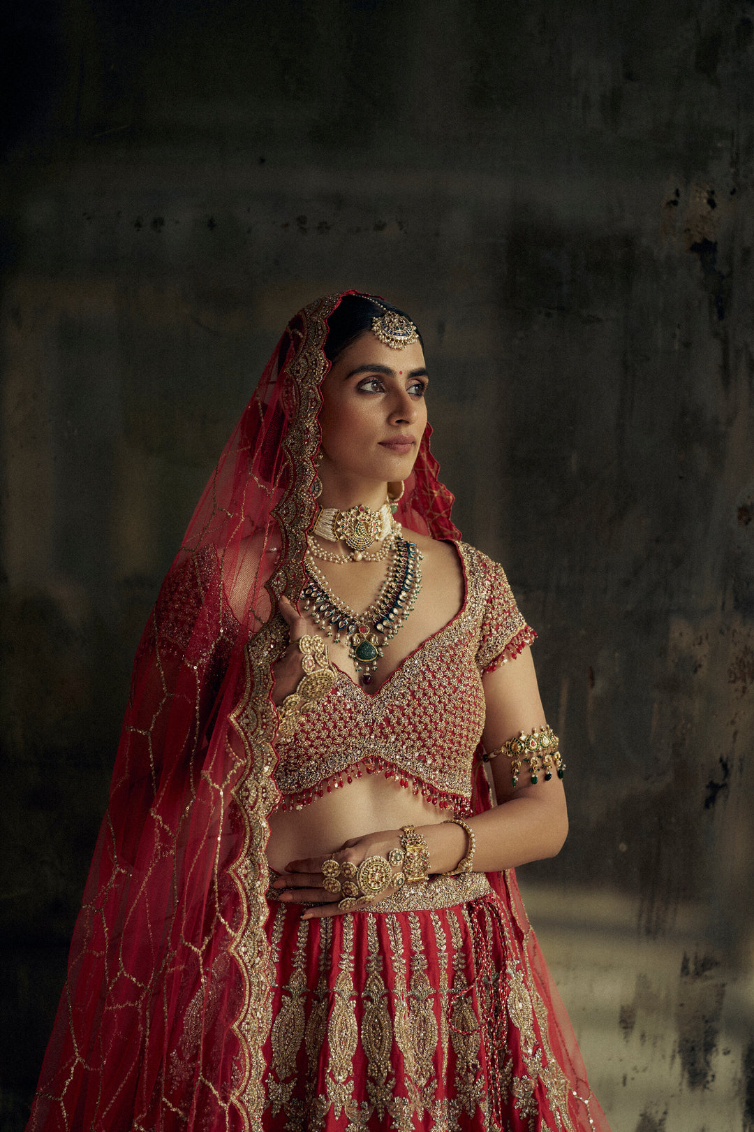 Red Noorani Lehenga