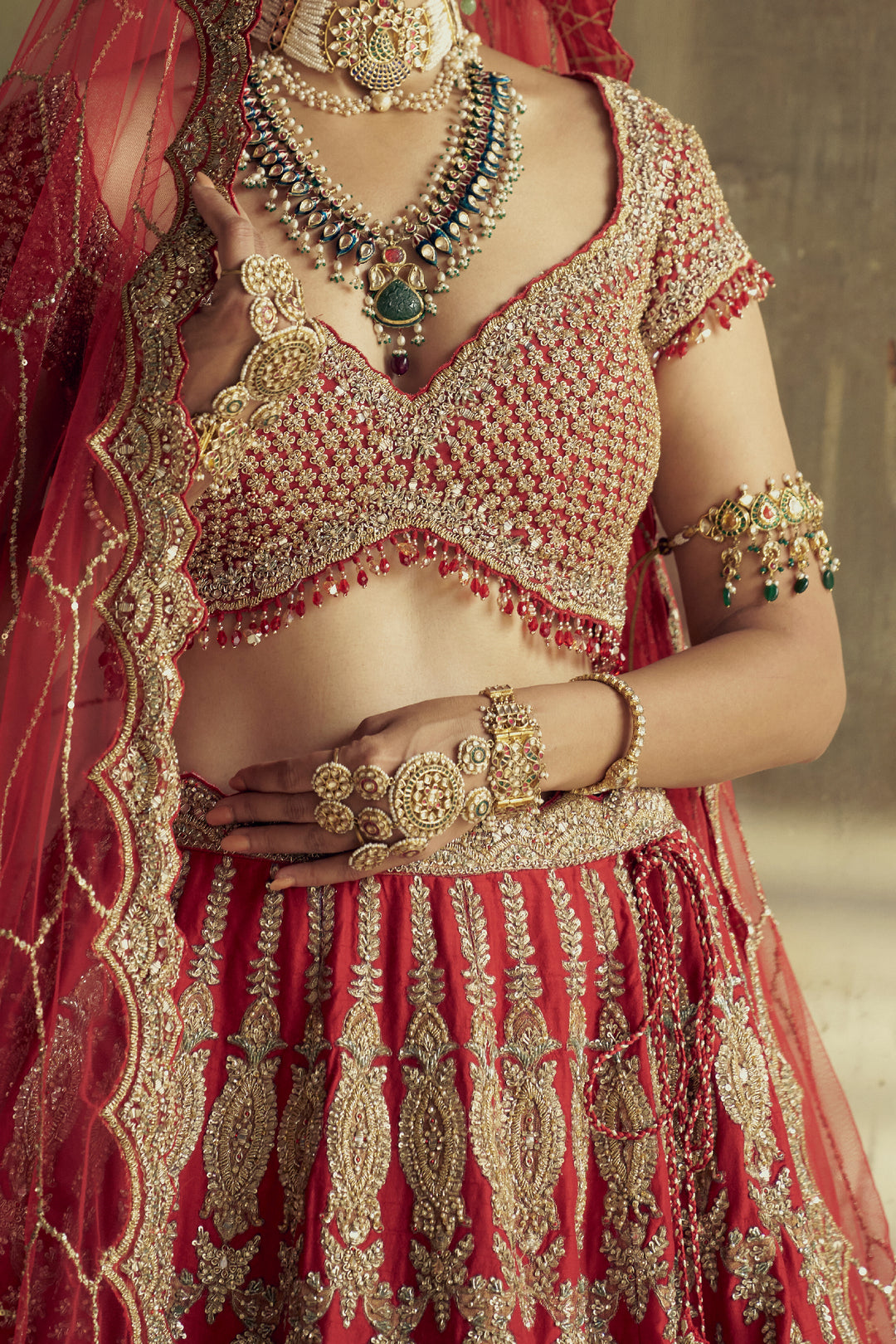 Red Noorani Lehenga