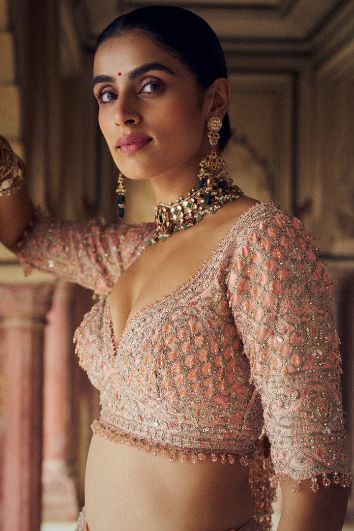 Peach Ruhani Lehenga
