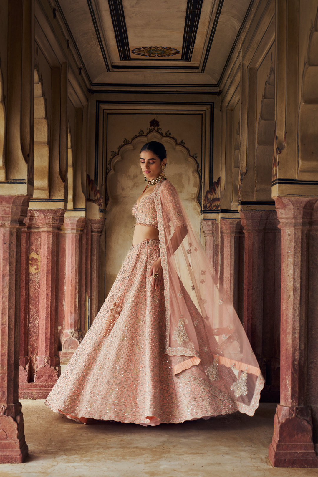 Peach Ruhani Lehenga