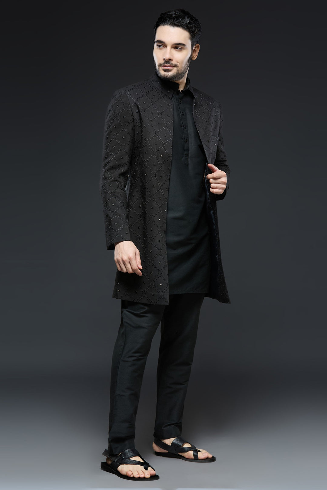 Black Mirror Sherwani Set