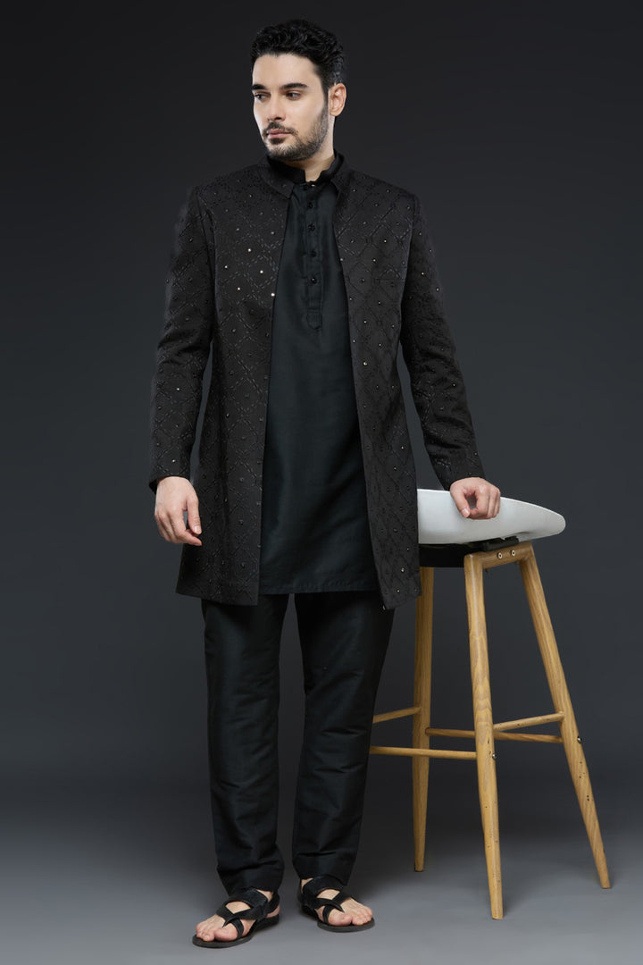 Black Mirror Sherwani Set