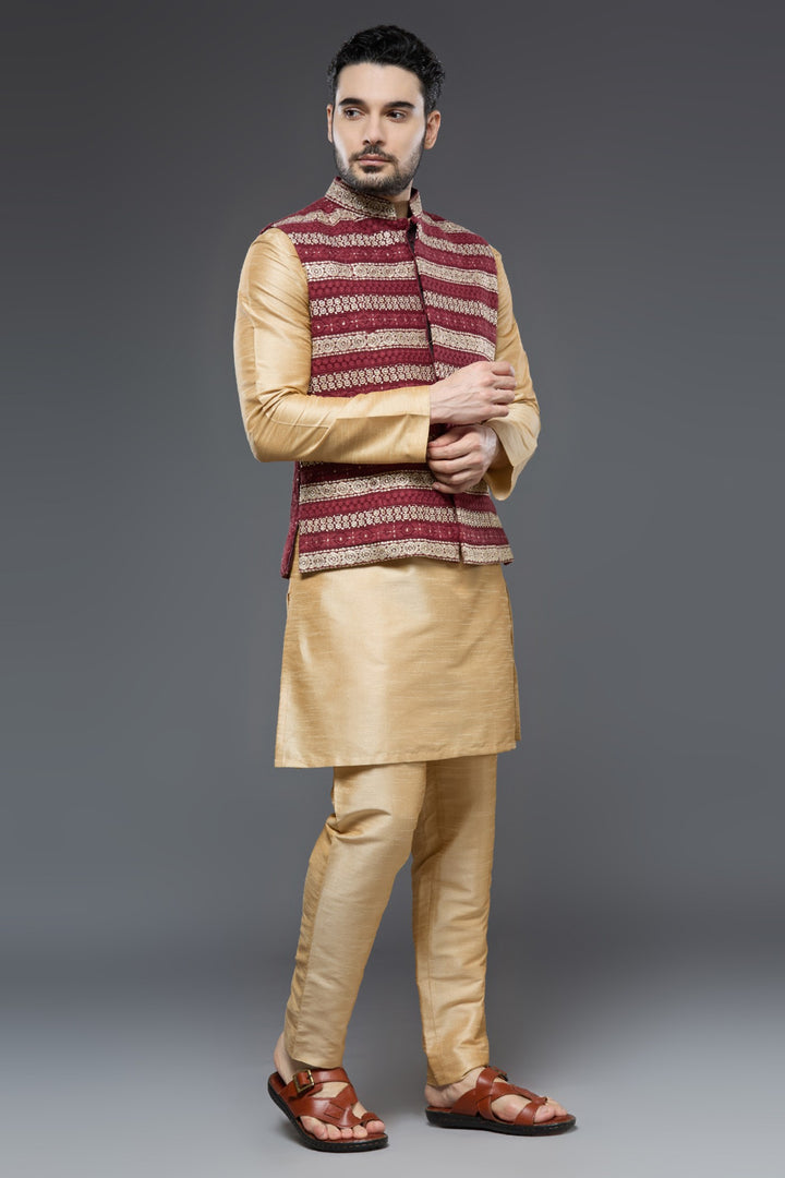 Ivory Linen Tissue Vest Floral Set