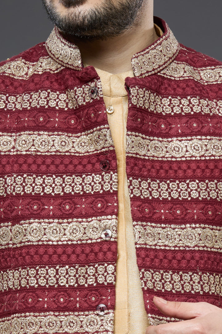 Ivory Linen Tissue Vest Floral Set